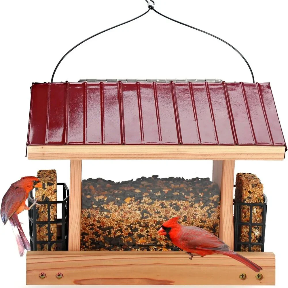 NEW Heavy Duty Bird Feeder Wood Birdhouse Garden Decor Bird House Hand Crafted H